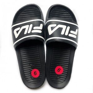 Black/White FILA Sleek Slide Sandals